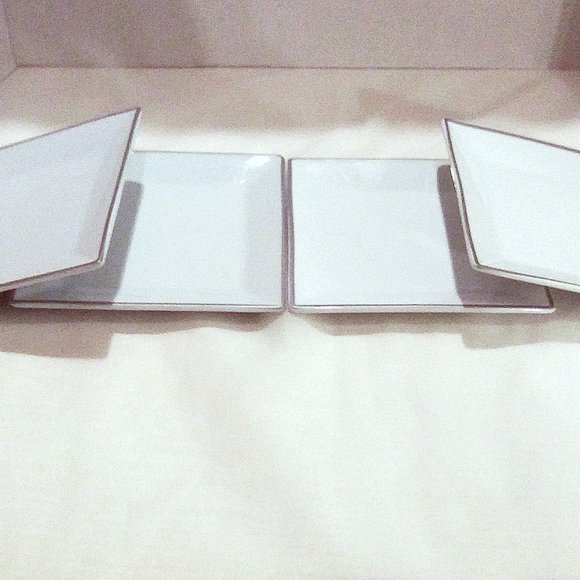 White Rim Square Stoneware Plates, Desser Plates, Bread Plates, Fruit Plates - Picture 6 of 12